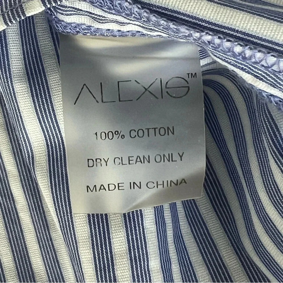 Alexis Juniper Blue Striped Off the Shoulder Flare Bell Sleeve Blouse Medium - Picture 10 of 10